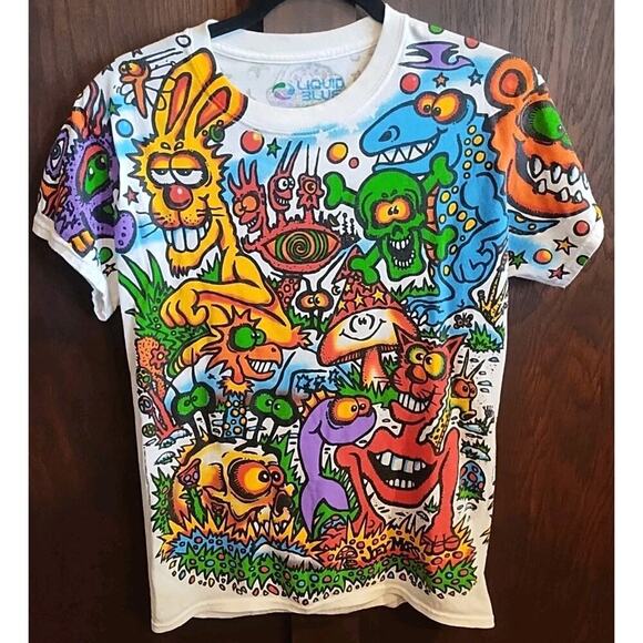 Liquid Blue Light Fantasy Mars AOP Joey Mars Graphic T Shirt Mens Small Cotton - Picture 1 of 13